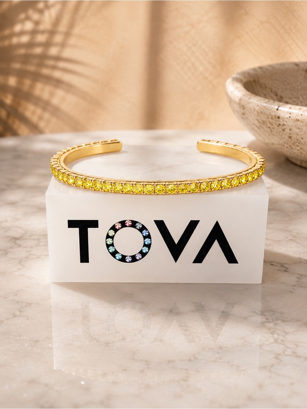 TOVA RAE Stackable Gold Crystal Pavé Cuff 
Yellow stones